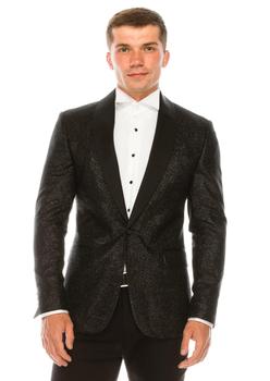RON TOMSON, RON TOMSON | Black Sparkle Shawl Lapel Tuxedo Jacket商品图片 额外9折, 额外九折