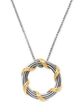 推荐Two-Tone Circle 20" Pendant Necklace in Sterling Silver & 18k Gold-Plate商品