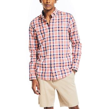 Nautica | Men's Classic-Fit Long-Sleeve Plaid Poplin Shirt商品图片,