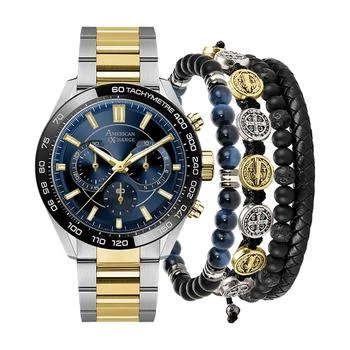 推荐Men's Two-Tone Metal Alloy Bracelet Watch 45mm Gift Set商品