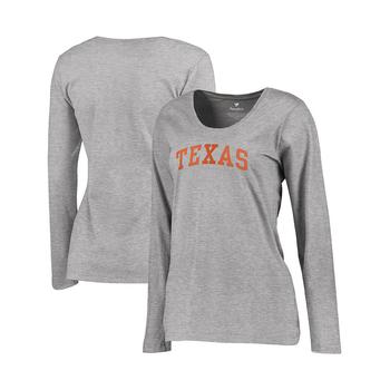 推荐Women's Heathered Gray Texas Longhorns Arch Long Sleeve T-shirt商品