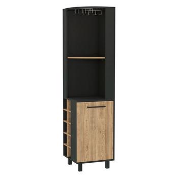 商品FM Furniture | Leah Corner Bar Cabinet, Two Shelves, Ten Wine Cubbies, Single Door Cabinet, Two Interior Shelves,商家Verishop,价格¥2077图片