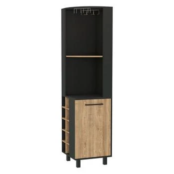 FM Furniture | Leah Corner Bar Cabinet, Two Shelves, Ten Wine Cubbies, Single Door Cabinet, Two Interior Shelves,商家Verishop,价格¥1701