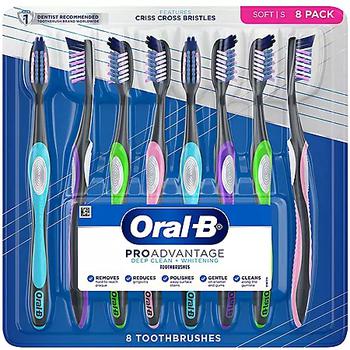 商品Oral-B ProAdvantage Deep Clean + Whitening Toothbrushes, Soft or Medium (8 ct.)图片