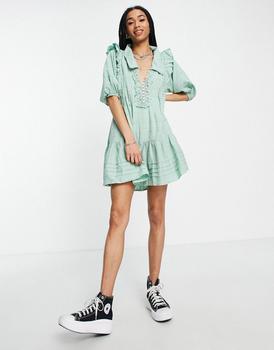 product Free People elora mini dress in green check image