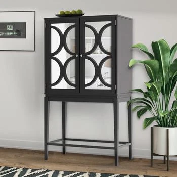 Streamdale Furniture | Streamdale Solid Wood Wine Cabinet with Glass Holder & Mirror Doors,商家Premium Outlets,价格¥3408