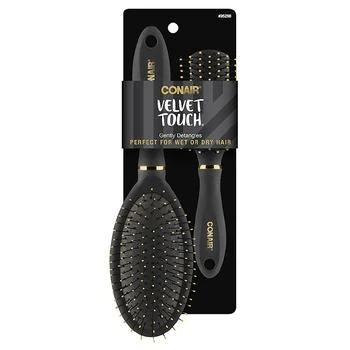 Conair | Velvet Touch Detangling Hairbrush Set  Full Sized Cushion & Mid-Size All-Purpose,商家Walgreens,价格¥44