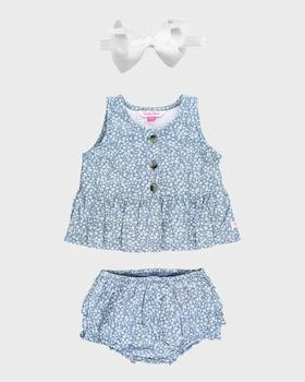 RuffleButts | Girl's Summertime Swing Top, Bloomer and Headband Set, Size 0M-2T,商家Neiman Marcus,价格¥410