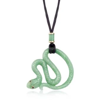 Ross-Simons | Ross-Simons Jade Snake Pendant Necklace With Black Satin Cord,商家Premium Outlets,价格¥2212