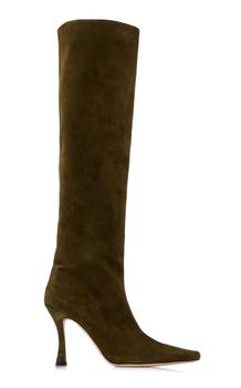 推荐STAUD - Women's Cami Suede Knee Boots - Green - IT 36 - Moda Operandi商品