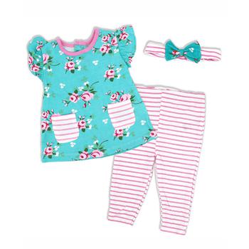 商品Miss | Baby Girls Short Sleeved Floral Top, Legging Pants and Headband, 3 Piece Set,商家Macy's,价格¥191图片