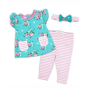 Miss | Baby Girls Short Sleeved Floral Top, Legging Pants and Headband, 3 Piece Set,商家Macy's,价格¥199
