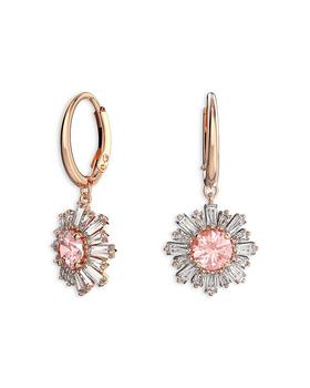 推荐Sunshine Pink Crystal Sun Drop Earrings in Rose Gold Tone商品