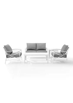 Crosley, Crosley Furniture | Crosley Furniture KO60015WH-GY Kaplan 5-Piece Outdoor Seating Set in White with Gray Cushions商品图片 