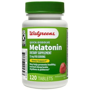 Walgreens | Quick-Dissolve Melatonin 12 mg Tablets (120 days) Strawberry,商家Walgreens,价格¥147