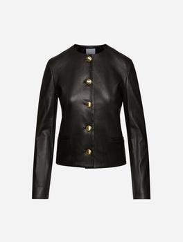 ROSETTA GETTY, ROSETTA GETTY | Crewneck Tailored Leather Jacket商品图片 
