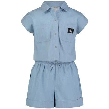 Calvin Klein | Big Girls Light Weight Short Sleeve Denim Romper,商家Macy's,价格¥233