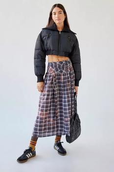 Urban Outfitters | UO Rachel Bleached Plaid Midi Skirt商品图片,
