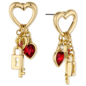Charter Club | Gold-Tone Lock & Key Heart Charm Drop Earrings, Created for Macy's商品图片,5.1折, 独家减免邮费