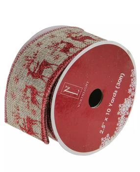 Northlight | Wandering Red Reindeer Brown Burlap Wired Christmas Craft Ribbon 2.5" x 10 Yards,商家Macy's,价格¥68