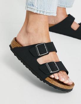 推荐Birkenstock Arizona vegan flat sandals in black商品