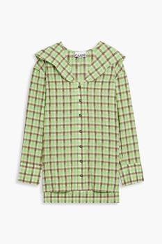 Ganni | Checked organic cotton-blend seersucker shirt商品图片,4.9折