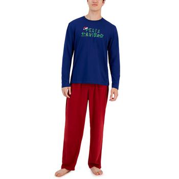 商品Men's Feliz 2-Pc. Graphic Long-Sleeve T-Shirt & Solid Fleece Pajama Pants Set, Created for Macy's,商家Macy's,价格¥292图片