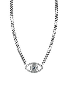 商品Sheryl Lowe | Sterling Silver, Sapphire & 0.96 TCW Diamond Evil Eye Pendant Necklace,商家Saks Fifth Avenue,价格¥15102图片