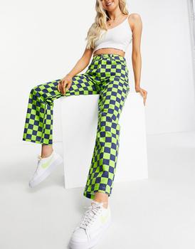 The Ragged Priest怎么样, The Ragged Priest | The Ragged Priest wave print dad jeans in green and black商品图片 额外8折, 额外八折