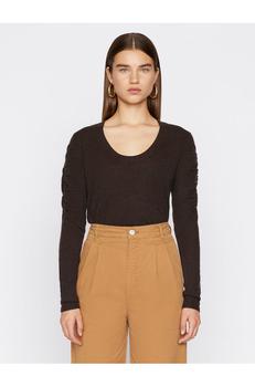 FRAME | Frame - Long Sleeve Scoop Neck Sweater in Americano商品图片,满$175享9折, 满折
