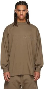 Essentials | Brown Flocked Long Sleeve T-Shirt 6.9折, 独家减免邮费