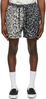 Ksubi | Black & Grey Two-Tone Fire Shorts商品图片,额外8.5折, 独家减免邮费, 额外八五折