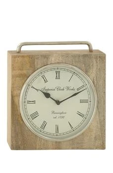 SONOMA SAGE HOME | Brown Mango Wood Clock with Silver Top Handle,商家Nordstrom Rack,价格¥358