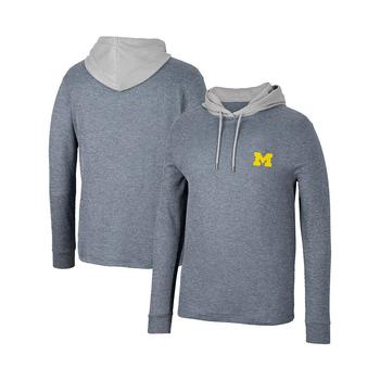 Colosseum | Men's Navy Michigan Wolverines Ballot Waffle-Knit Thermal Long Sleeve Hoodie T-shirt商品图片,