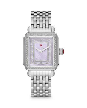 Michele | Limited Edition Deco Madison Stainless Steel Diamond Watch, 33mm商品图片,额外9.5折, 额外九五折