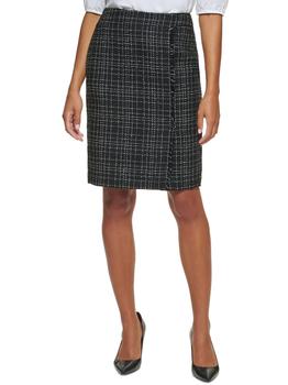 Calvin Klein | Petites Womens Tweed Plaid Mini Skirt商品图片,4.1折