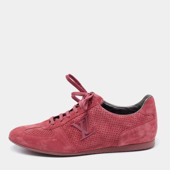 lv低帮鞋, [二手商品] Louis Vuitton | Louis Vuitton Pink Perforated Suede LV Logo Low-Top Sneakers Size 40.5商品图片 满1件减$100, 满减