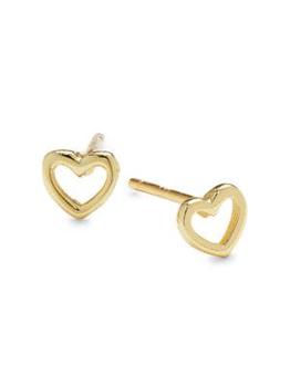 商品Shashi | 14K Goldplated Sterling Silver Heart Stud Earrings,商家Saks OFF 5TH,价格¥201图片