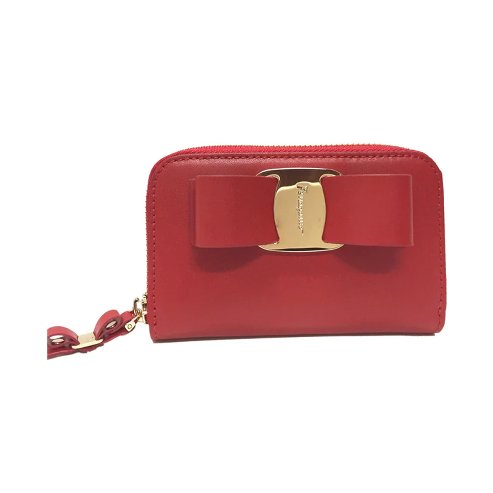 菲拉格慕包手提包, Salvatore Ferragamo | SALVATORE FERRAGAMO 女士红色蝴蝶结皮革卡片包 22-D288-691276商品图片 满$100享9.5折, 满折