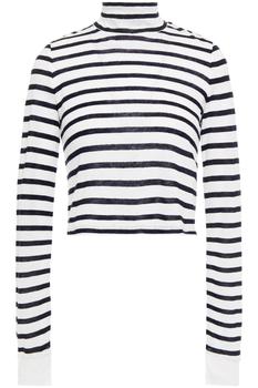 Alexander Wang | Cropped striped slub jersey top商品图片,4.4折