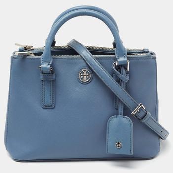 汤丽柏琦托特包, [二手商品] Tory Burch | Tory Burch Blue Leather Mini Robinson Double Zip Tote商品图片 4.5折