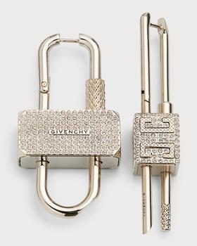 商品Givenchy | Men's Asymmetrical Crystal Pavé Lock Earrings,商家Neiman Marcus,价格¥8775图片