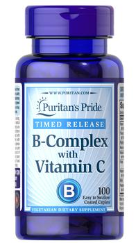 Puritan's Pride | Vitamin B-Complex + Vitamin C Time Release 100 Caplets商品图片,