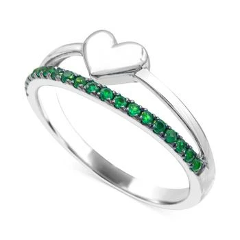 Macy's | Emerald & Polished Heart Split Shank Ring (3/8 ct. t.w.) in Sterling Silver (Also in Ruby),商家Macy's,价格¥862