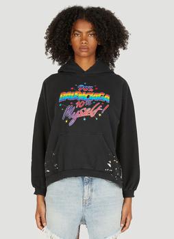 巴黎世家外套评价, Balenciaga | Logo Print Small Fit Hooded Sweatshirt in Black商品图片 