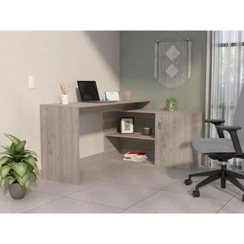 Simplie Fun | Ridley 2-Shelf L-Shaped Writing Desk Light Gray,商家Premium Outlets,价格¥2542