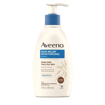 推荐Aveeno Skin Relief Moisturizing Lotion with Scent Triple Oat Complex Dimethicone Skin Protectant for Sensitive ExtraDry Itchy Skin, Coconut, 12 Fl Oz商品