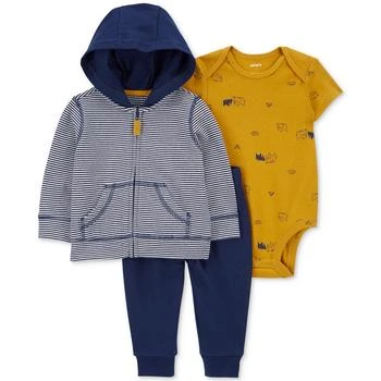 Carter's | Baby Boys Cotton Striped Little Jacket, Elephant-Print Bodysuit and Pants, 3 Piece Set,商家Macy's,价格¥253