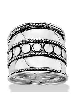 雪茄, Palm Beach Jewelry | Antiqued .925 Sterling Silver Bali Bohemian Cigar-Style Wide Band Ring商品图片 
