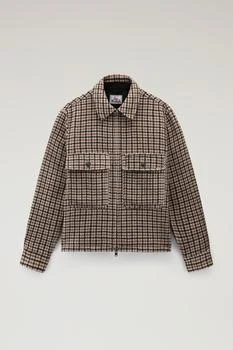 推荐Wool Blend Zip-front Plaid Flannel Overshirt商品